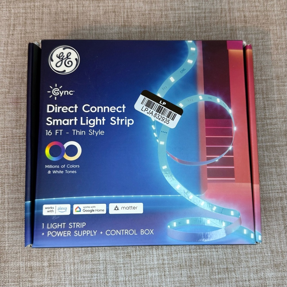 GE Smart LED Strip Light, Color Changing Room Decor LED Light Strip,‎ 16 ft, New